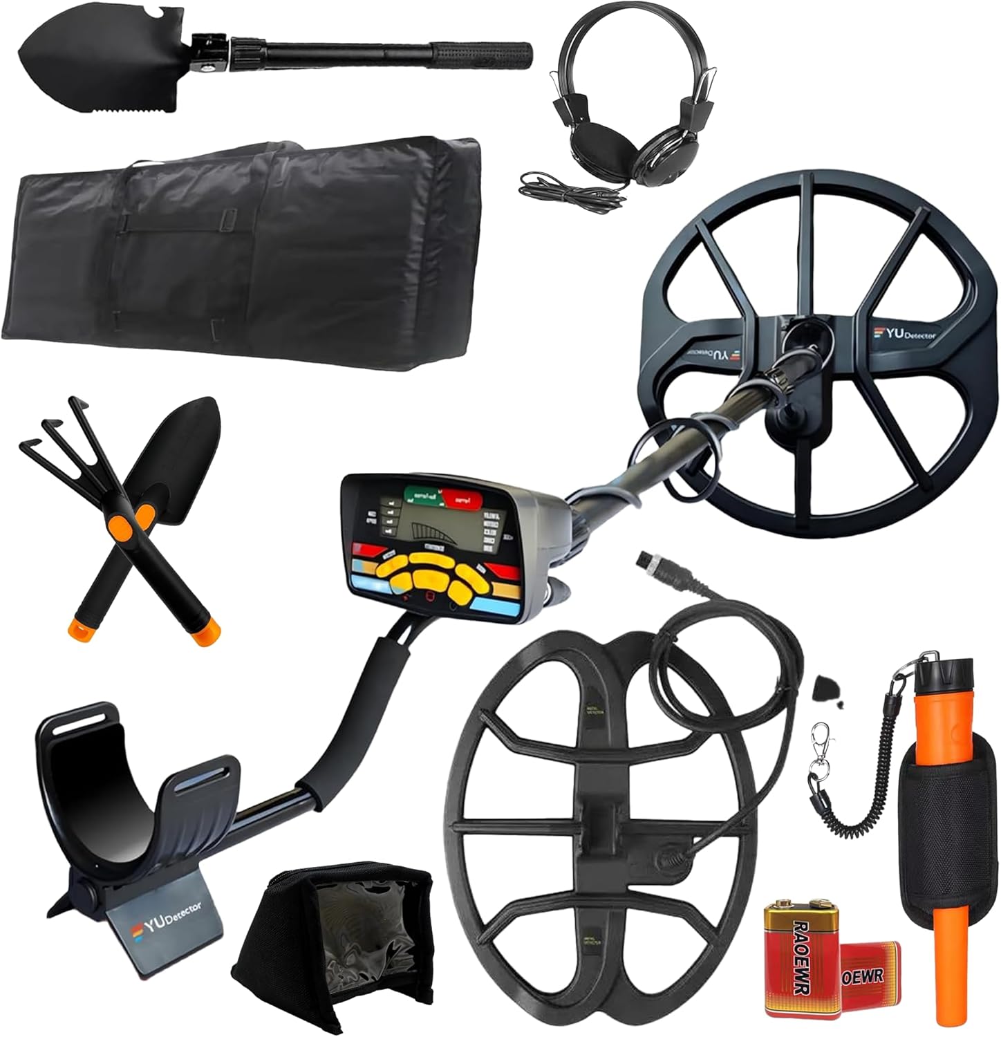 12 Pack Professional Metal Detector Kit for Adults, Gold Detector Kit with 2 x 12.8 IP68 Coil, New 5 Modes Upgraded DSP Chip and LCD Display High Accuracy Gold and Silver Detection