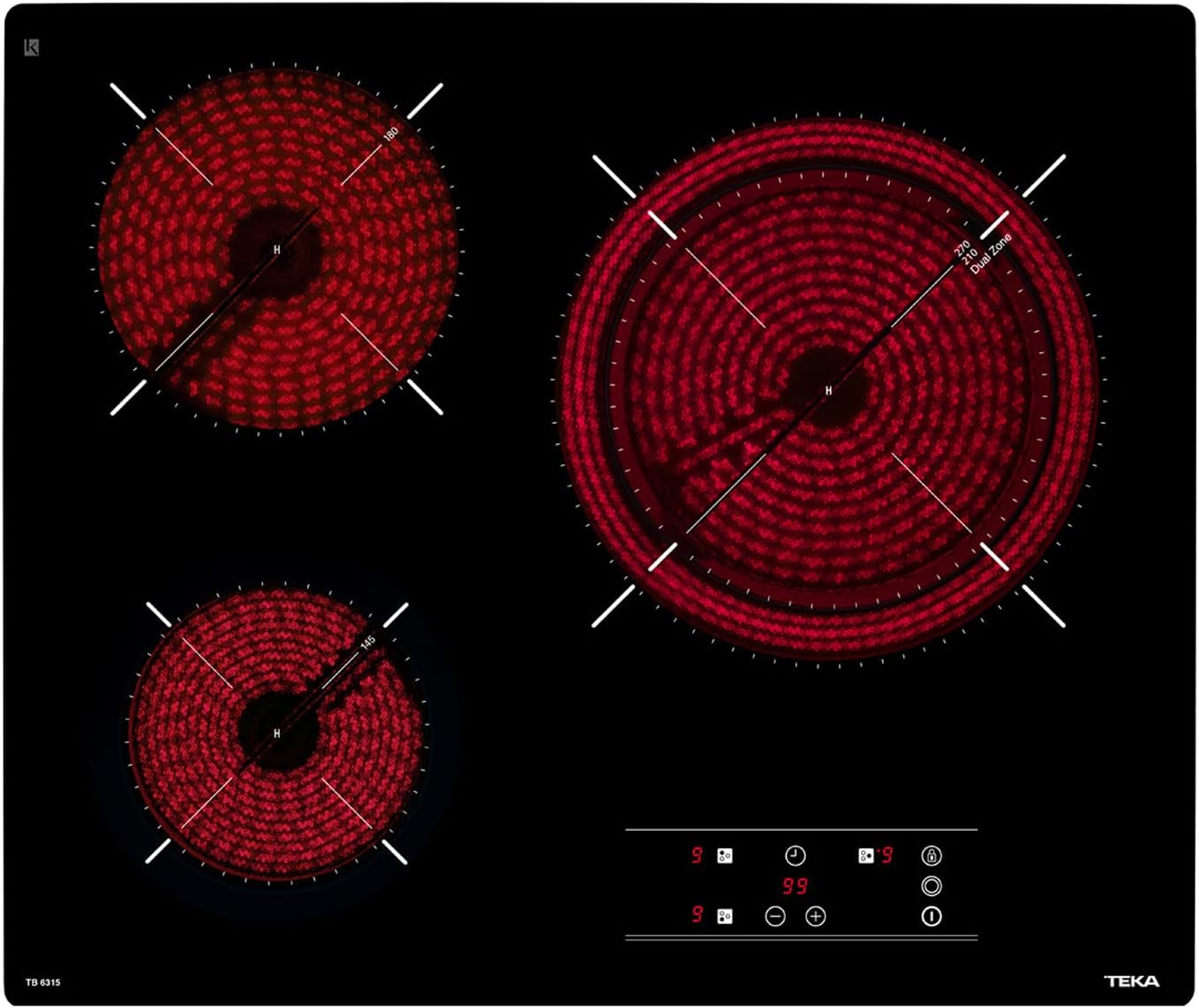 Teka TB6315 – Hob (Built-in, Ceramic Hob, Glass, Front Trim, Touch) Black