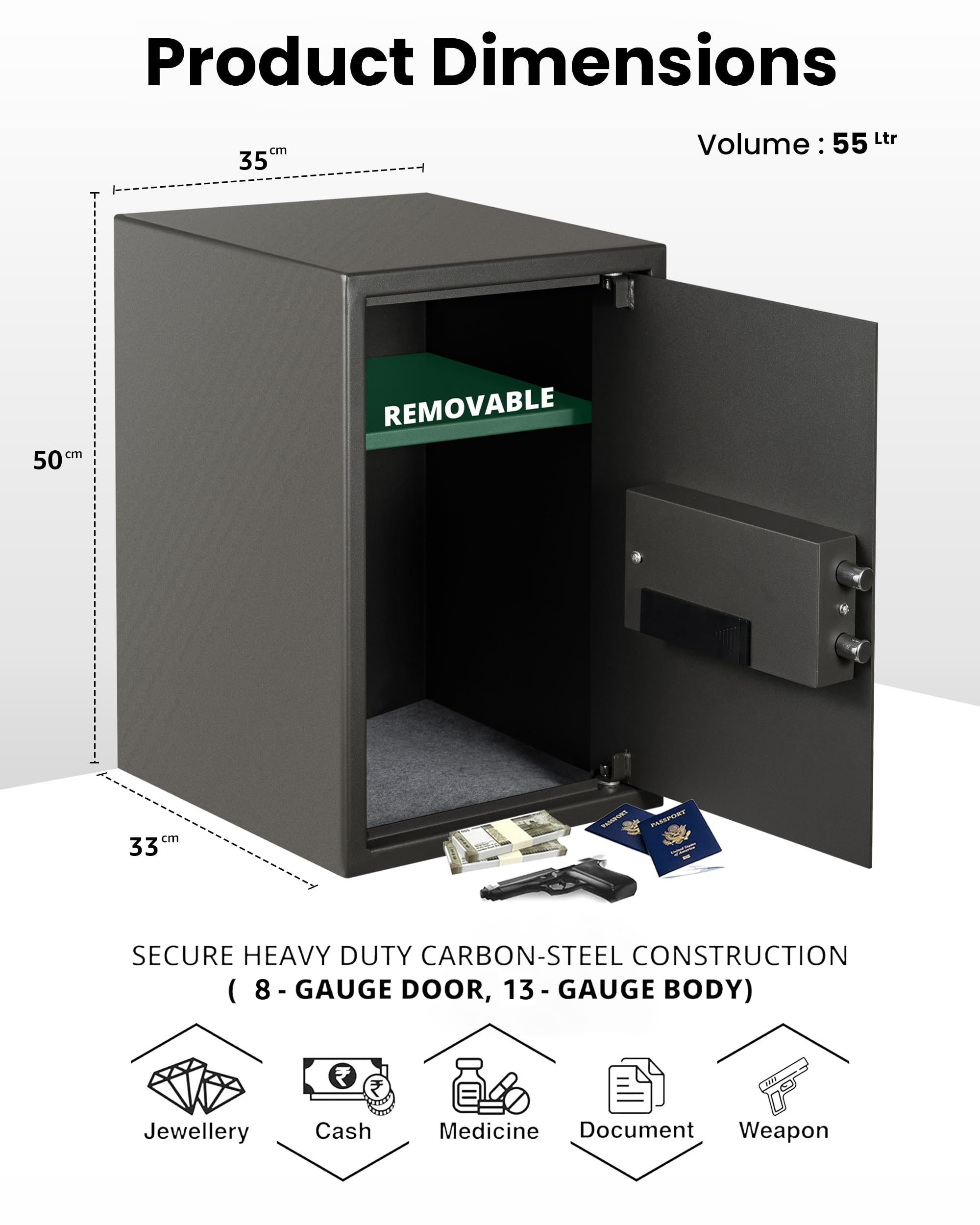 SecureX 55L Home Safe - Digital Lock & Key -2