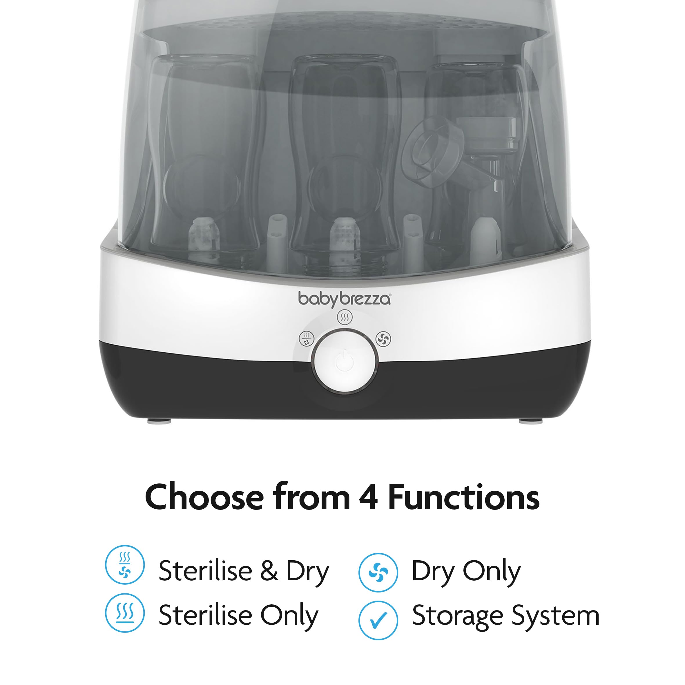 Baby Brezza SuperFast Steriliser Dryer – 10 Minute Fastest Baby Bottle Sterilisers – One-Step Steam & Dry for Bottles, Pump Parts, Dummies & Accessories – Large Universal Capacity — view 5