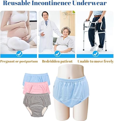Miniatura 2 de Paquete de 2 pañales lavables para incontinencia para hombresmujeres, pañal de tela para adultos a prueba de fugas de TPU con insertos, calzoncillos