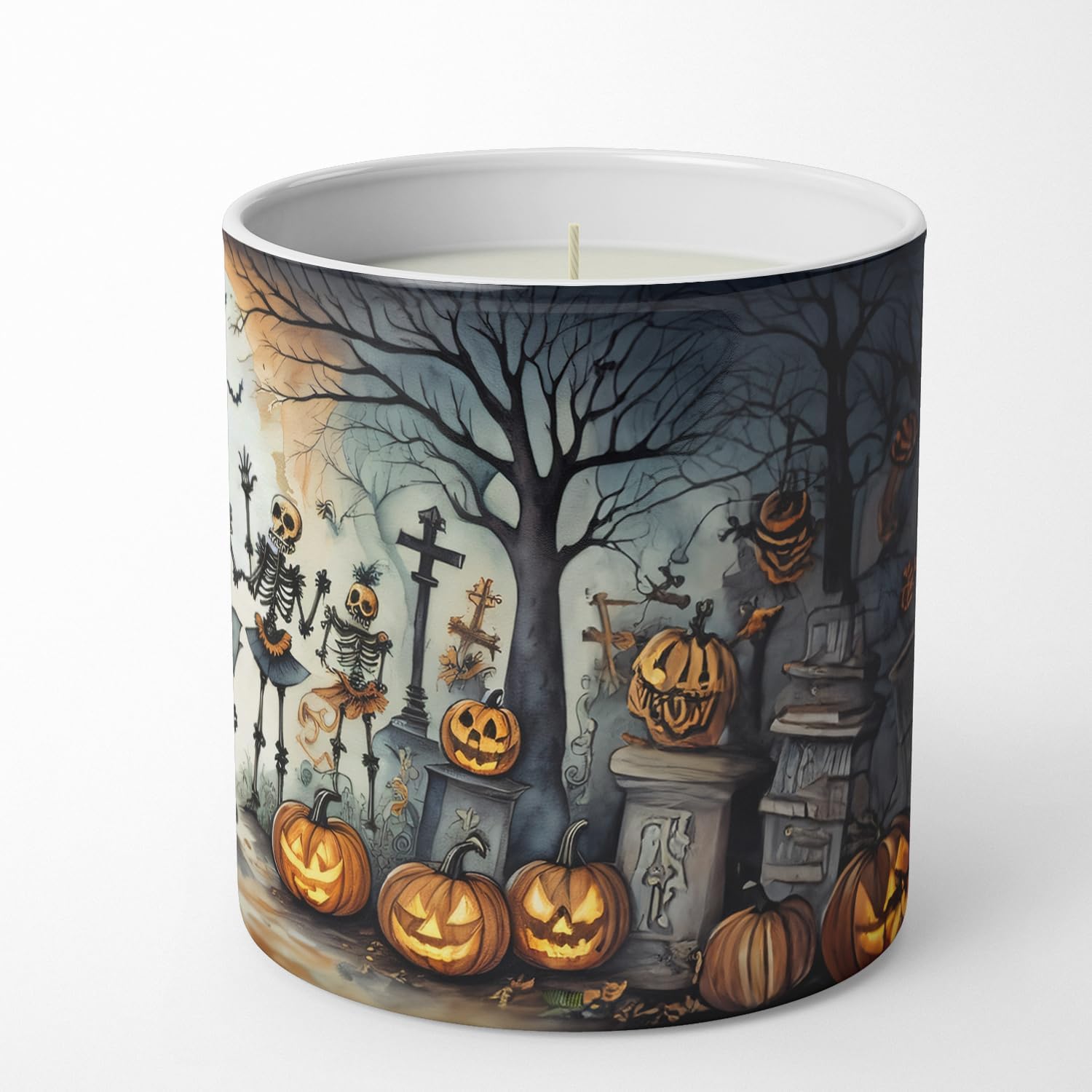 Caroline's Treasures DAC2235CDL Dancing Skeletons Spooky Halloween Decorative Soy Candle Nature Soy Wax Essential Oil Home Decor Ideal for Bedroom Kitchen Bath Office Gift, 10 oz