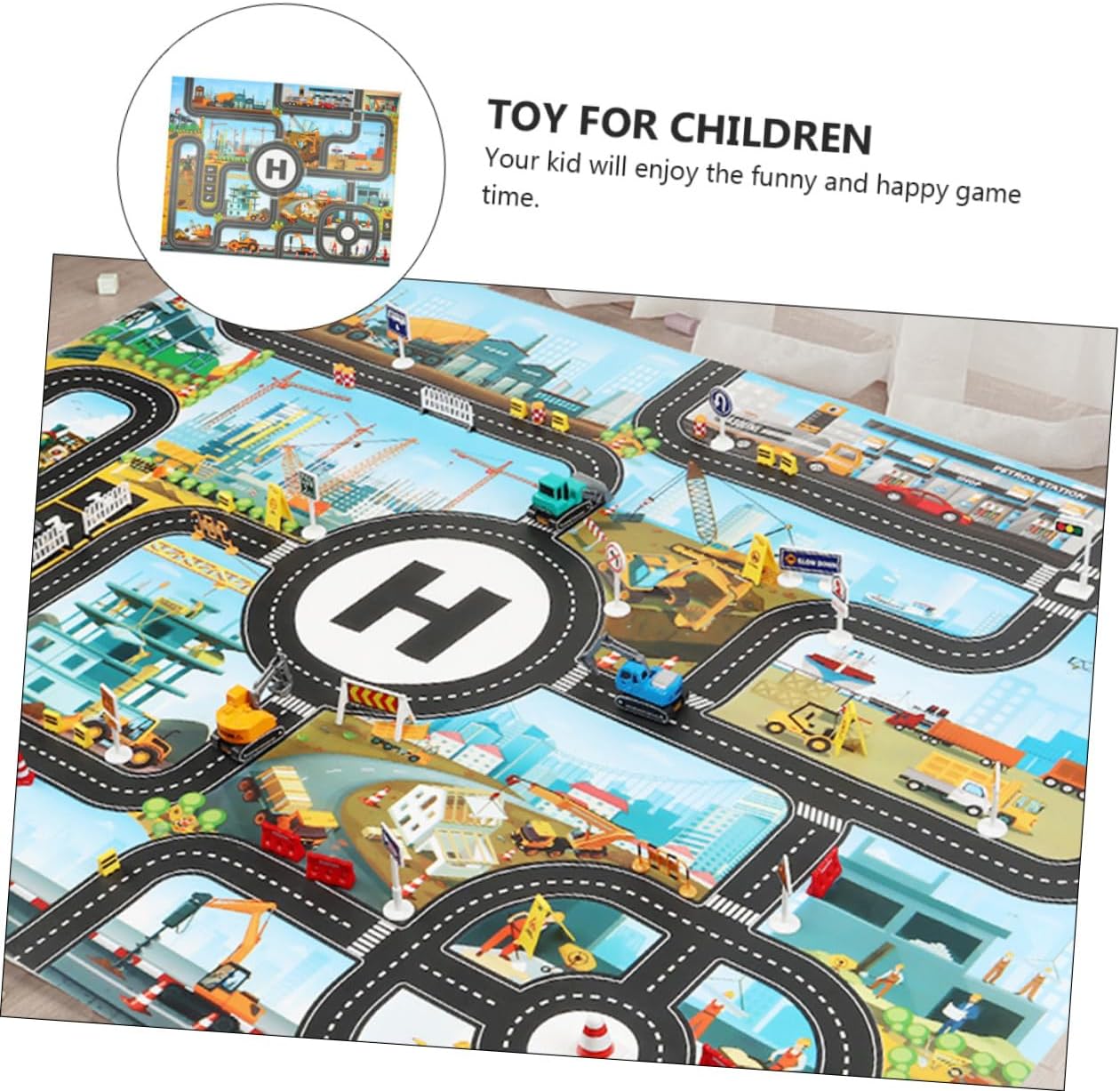 1set Traffic Game Mat for Educational Play Rug Traffic Signs Indoor City Building Area