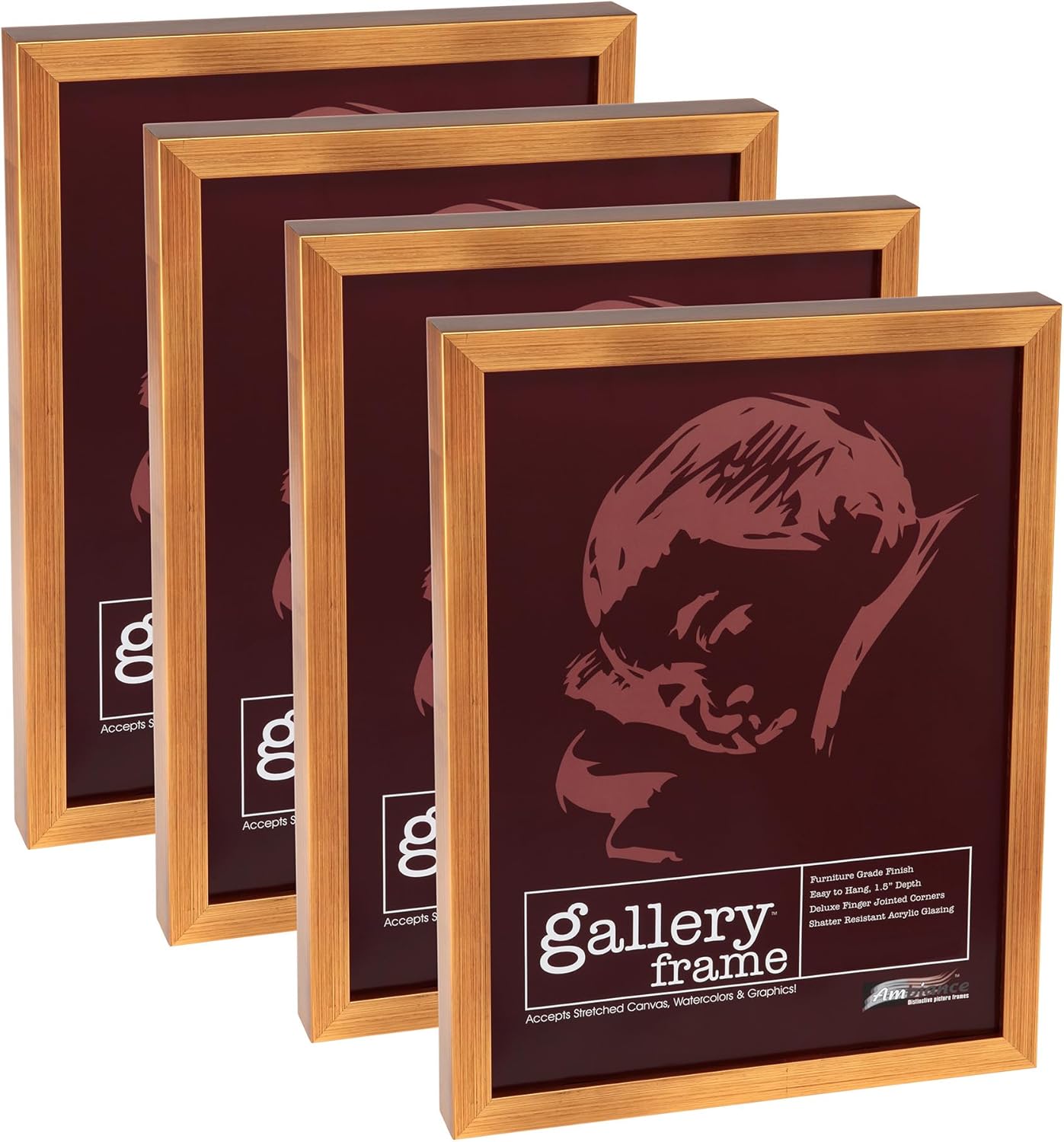 Ambiance Gallery Wood 1.5" Deep Picture Frames - 6"x6" Antique Gold Wood Frame, Shatter-Resistant Acrylic Glazing & MDF Backing, Horizontal or Vertical Wall Display
