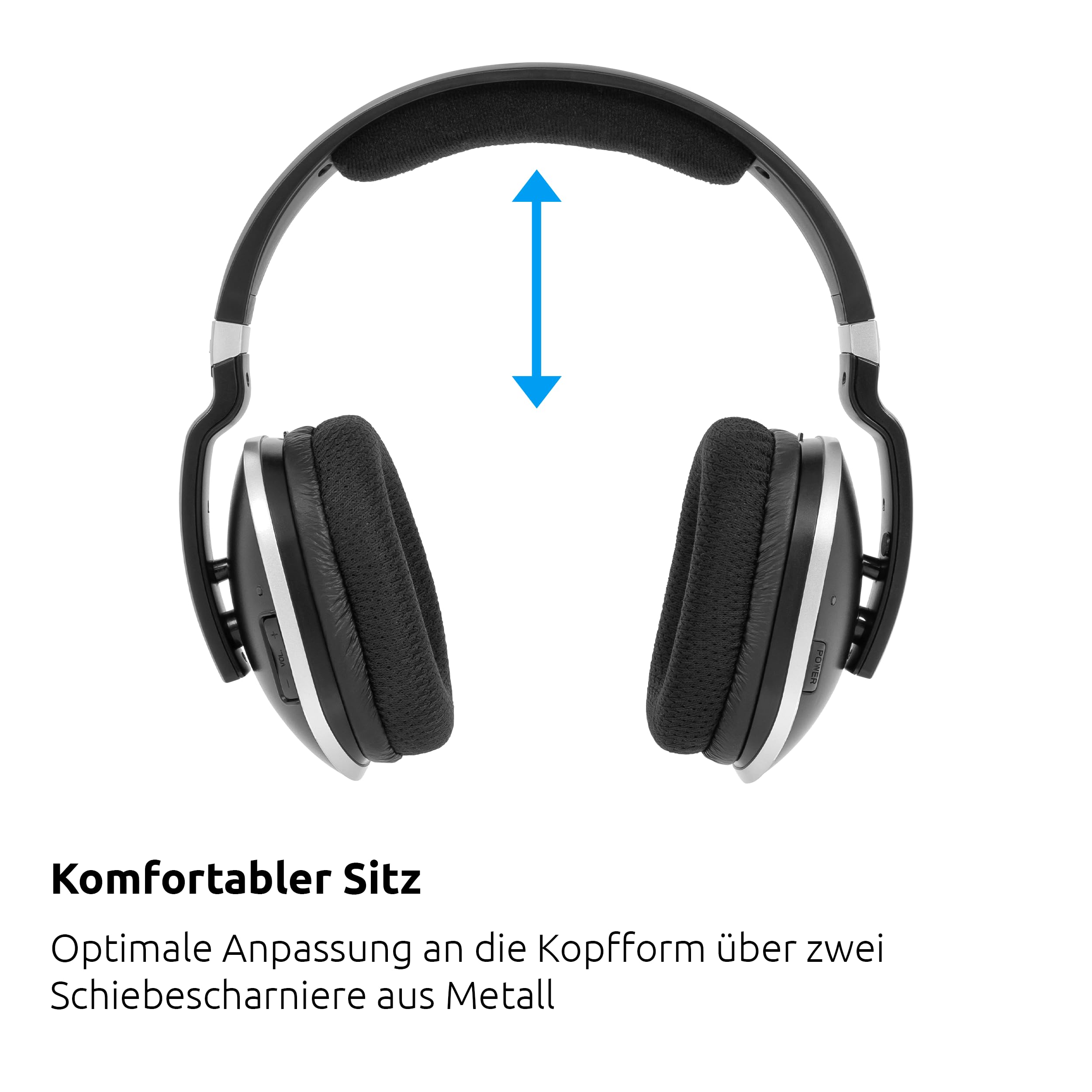 TechniSat STEREOMAN 2 V2 - kabelloser 2,4GHz Funkkopfhörer (für Fernseher und Musikanlagen, mit Dockingstation, AUX-in, Audio Eingang optisch) schwarz