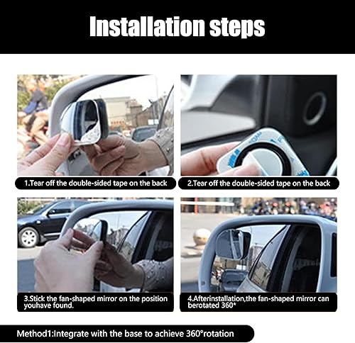 Miniatura 4 de 2 espejos de punto ciego de marcha atrás para automóvil, forma de ventilador de 360 grados, ajustable de alta definición, reflector de visión de