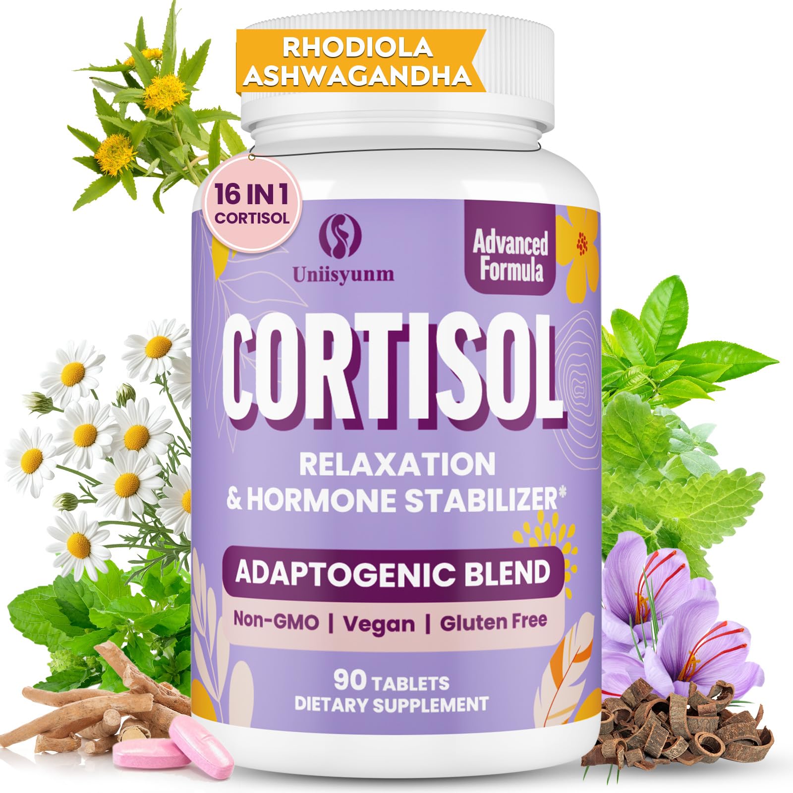 Cortisol Supplements for Women 16 IN 1 Cortisol Detox for Women with Magnesium Ashwagandha L-Theanine Probiotics Cortisol Reducer