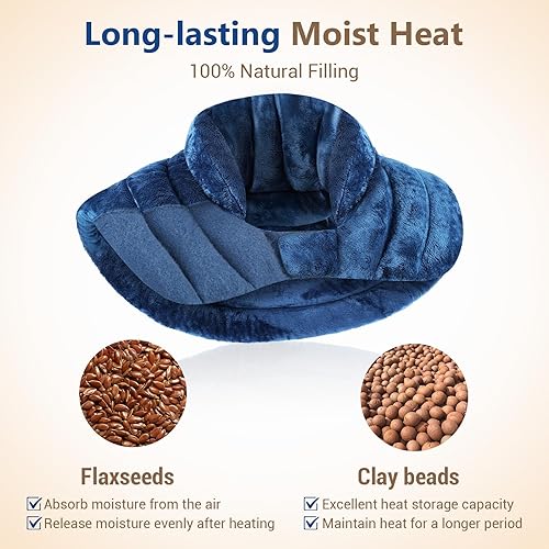 Miniatura 6 de Comfytemp Almohadilla térmica para microondas para cuello y hombros, calentador de cuello para aliviar el dolor, cervical, 2.82 libras, ajustable,