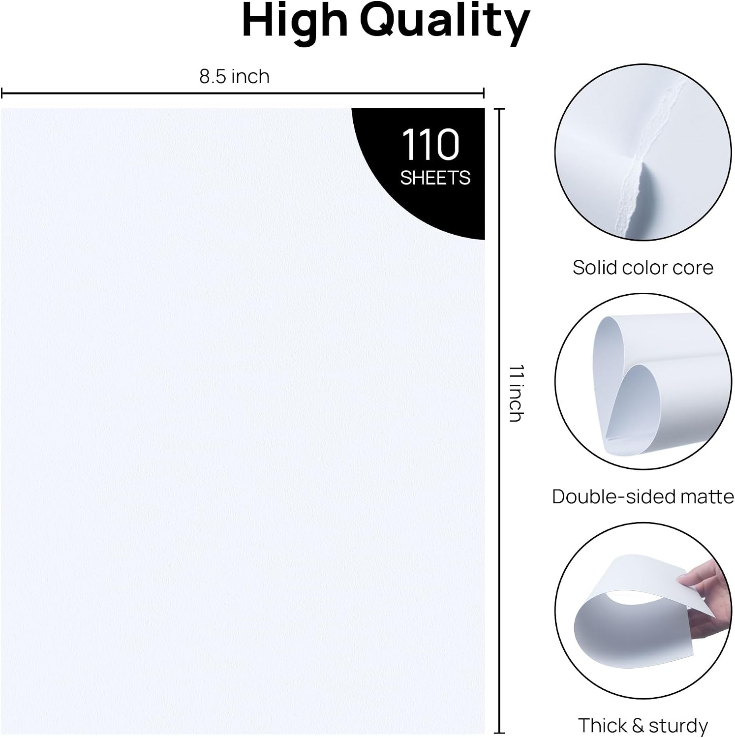 JOYIT 110 Sheets White Cardstock 8.5 x 11 Inch - Thick Heavy Card Stock 85LB/230GSM Cardstock Printer Paper for Cards Making, Craft, Invitations, DIY, Drawing (White, 8.5 x 11'')