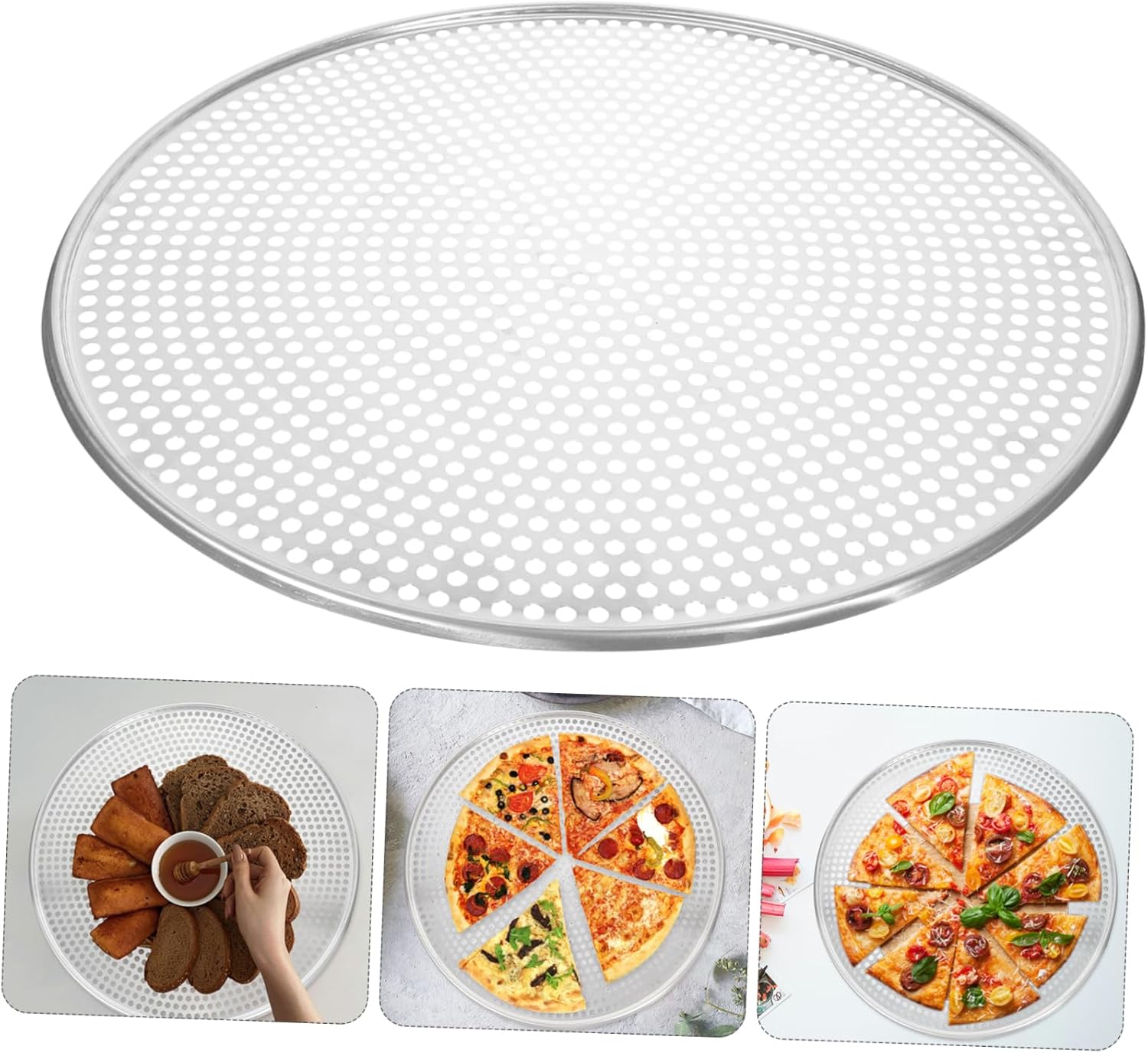 UPKOCH Pizza with Holes Round Pizza 16inch Stainless Steel Perforated Nonstick Bakeware Pizza Tray Tool Crispy Pie Pans Baking for Kitchen Restaurant Home Baking Supplies