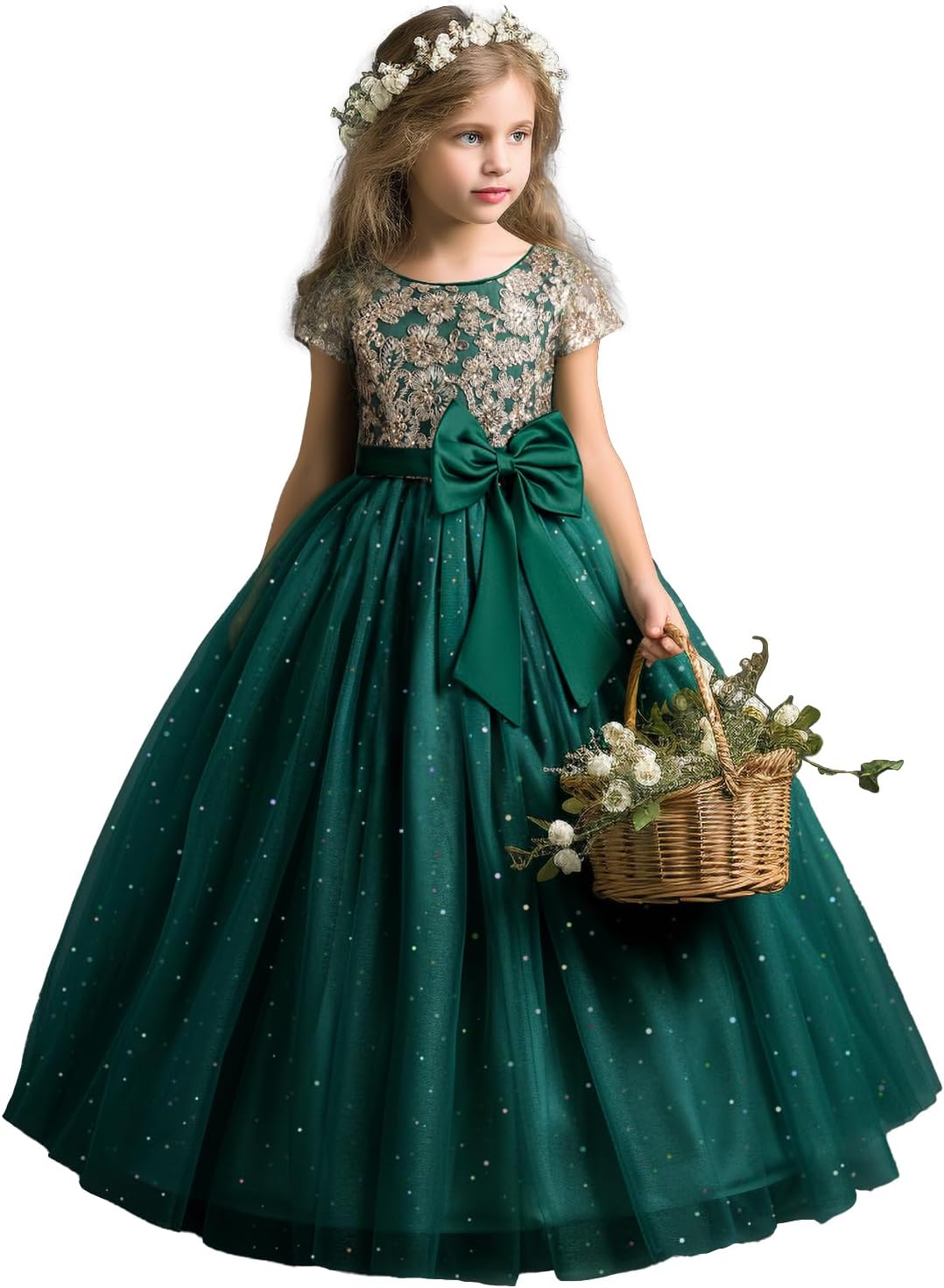 Girls Pageant Princess Flower Dress Kids Prom Puffy Ball Gowns