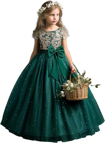 TTYAOVO Girl Flower Dress Elegant Wedding Lace Princess Party Gown
