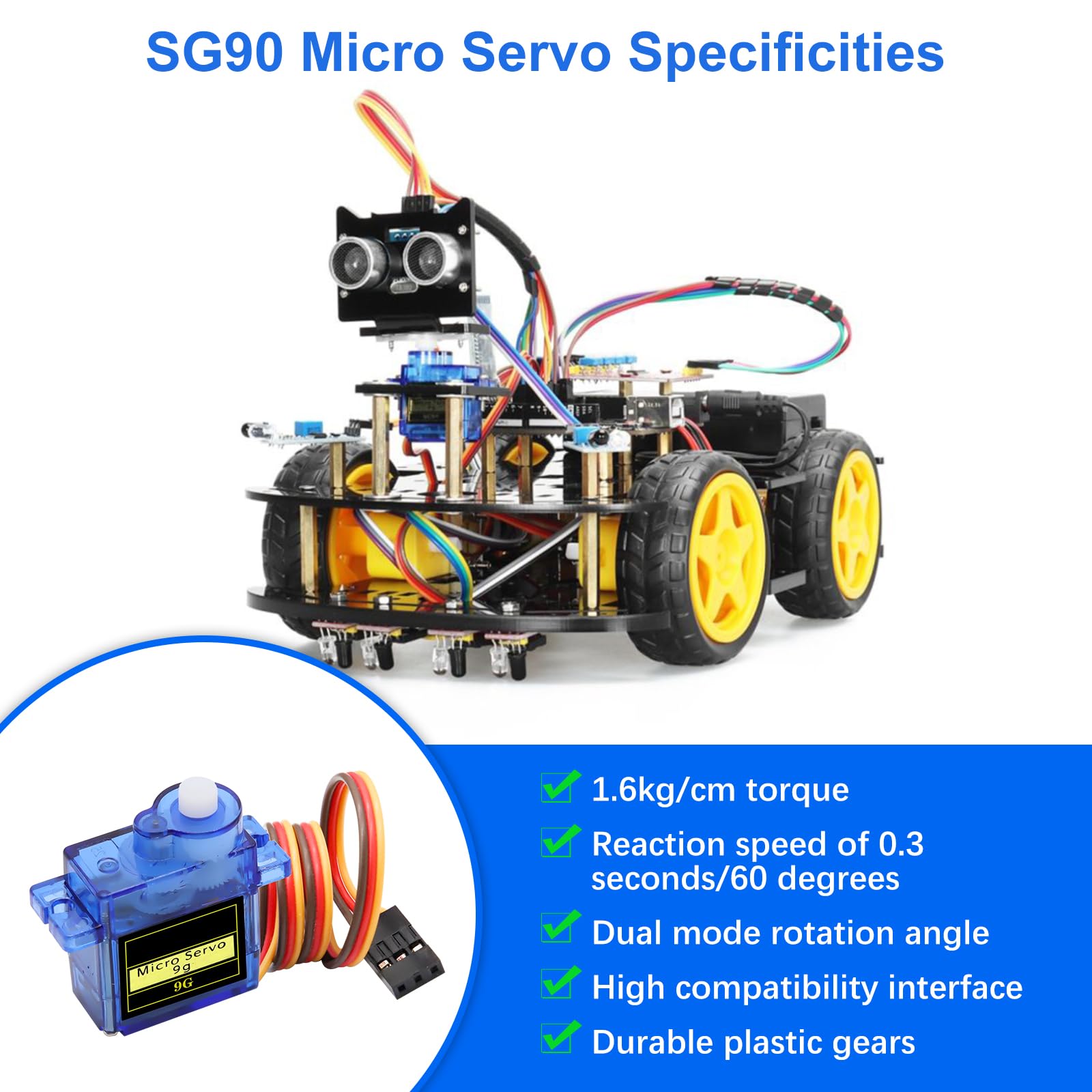 SG90 Micro Servo 9G Servo Kit AYWHP 10 Pcs SG90 Servo Motor 9G Mini Servo RC Servo for Small RC Helicopter/Car/Boat, Mini Drones, Robotics Arm(Servo Control Angle 0-180°)