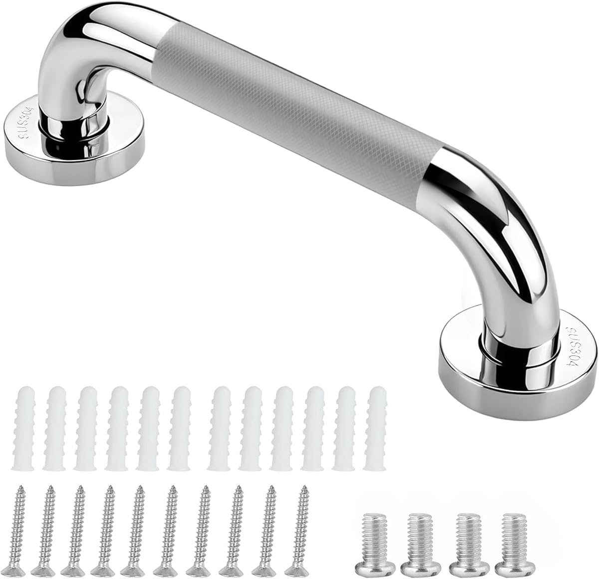 Grab Bars for Shower, 10 Inch Anti Slip Shower Handles for Senior, Safety Bathroom Shower Grab Bar, 304 Stainless Steel Handicap Grab Bars, Elderly Bathtub and Toilet Assist