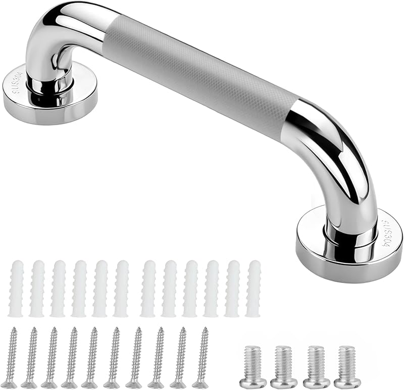 Grab Bars for Shower, 10 Inch Anti Slip Shower Handles for Senior, Safety Bathroom Shower Grab Bar, 304 Stainless Steel Handicap Grab Bars, Elderly Bathtub and Toilet Assist