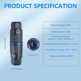 10PCS IP68 Waterproof Electrical Cable Connector