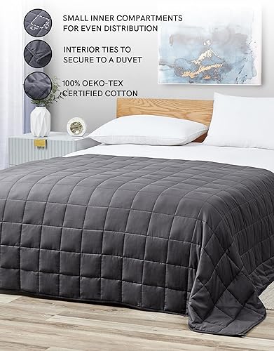 Vista 205 de YnM - Manta con peso para adultos, algodón pesado, perlas de vidrio refrescantes para usar todo el año, ideal para una persona de 240 libras