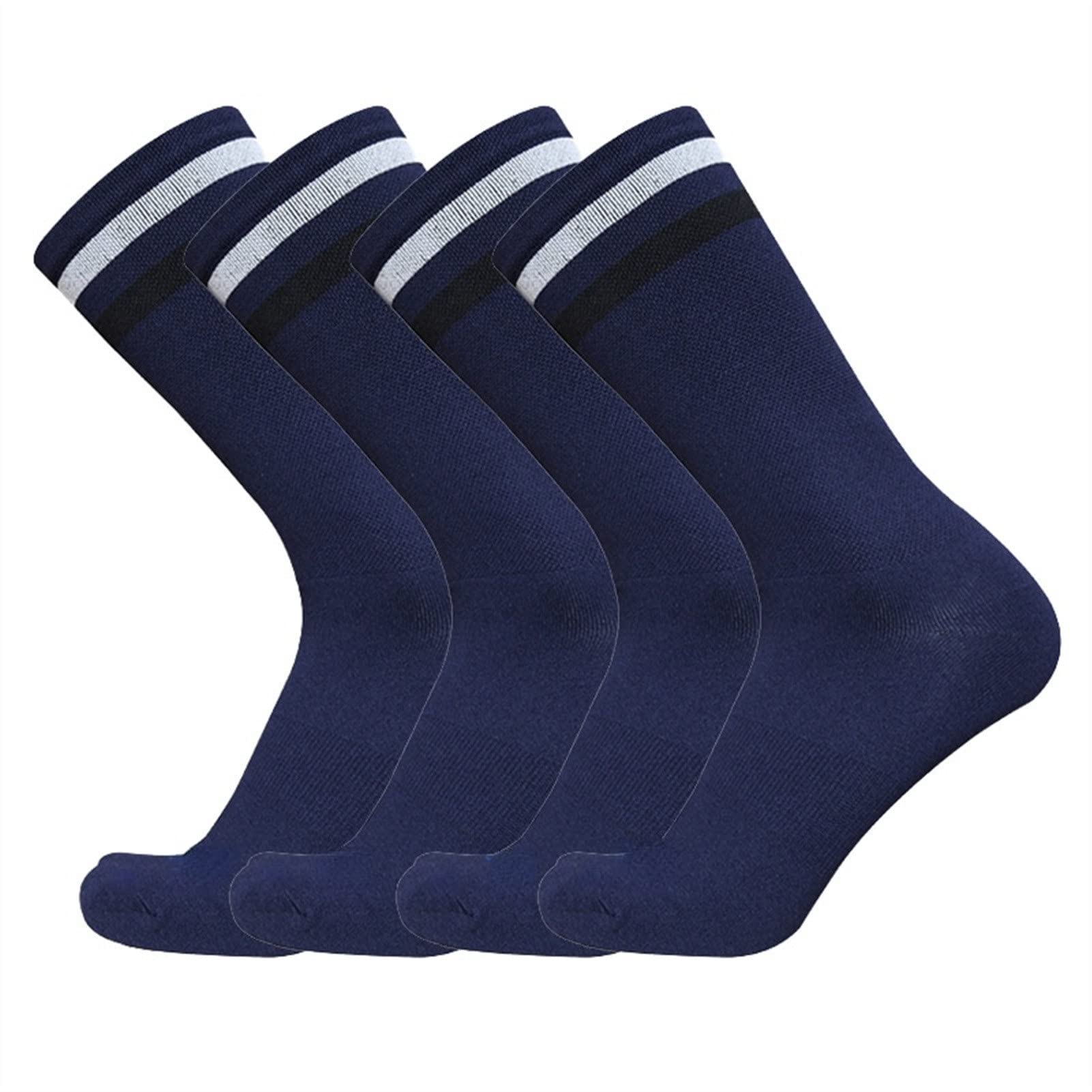 4 Paia Strada for Esterni Cycling Socks Stripes Sport Compression Bicycles, Calze da Corsa Uomini e Donne Calzini da Corsa (Color : TW Navy Gray, Size : 39-45)