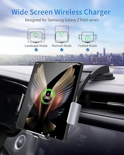 Miniatura 2 de JOYVEVA Cargador de coche inalámbrico de doble bobina para Galaxy Z Fold 5Fold 4Fold 3Fold 2, soporte de teléfono de carga rápida para Galaxy Z Fold