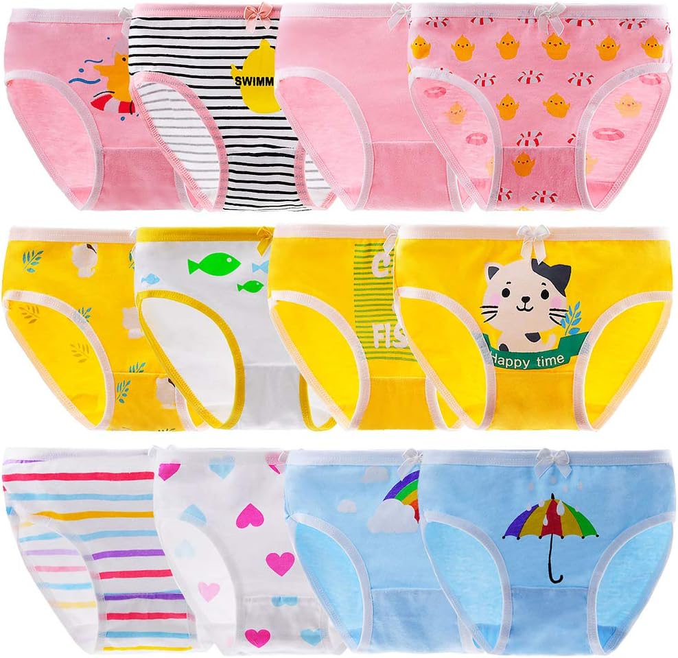 Baby 12 Pack Panties Soft Comfort Knickers Cotton Underwear Little Girls Assorted Briefs 2-12 Yrs