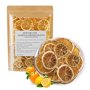 KWOLYKIM Dehydrate Dry Lemon Slices & Dry Orange Slices, Dried Fruit Perfect for Cocktails Cakes Crafts Home Decoration 100% Natural & No Additives,No Sugar Added 7.1oz/200g