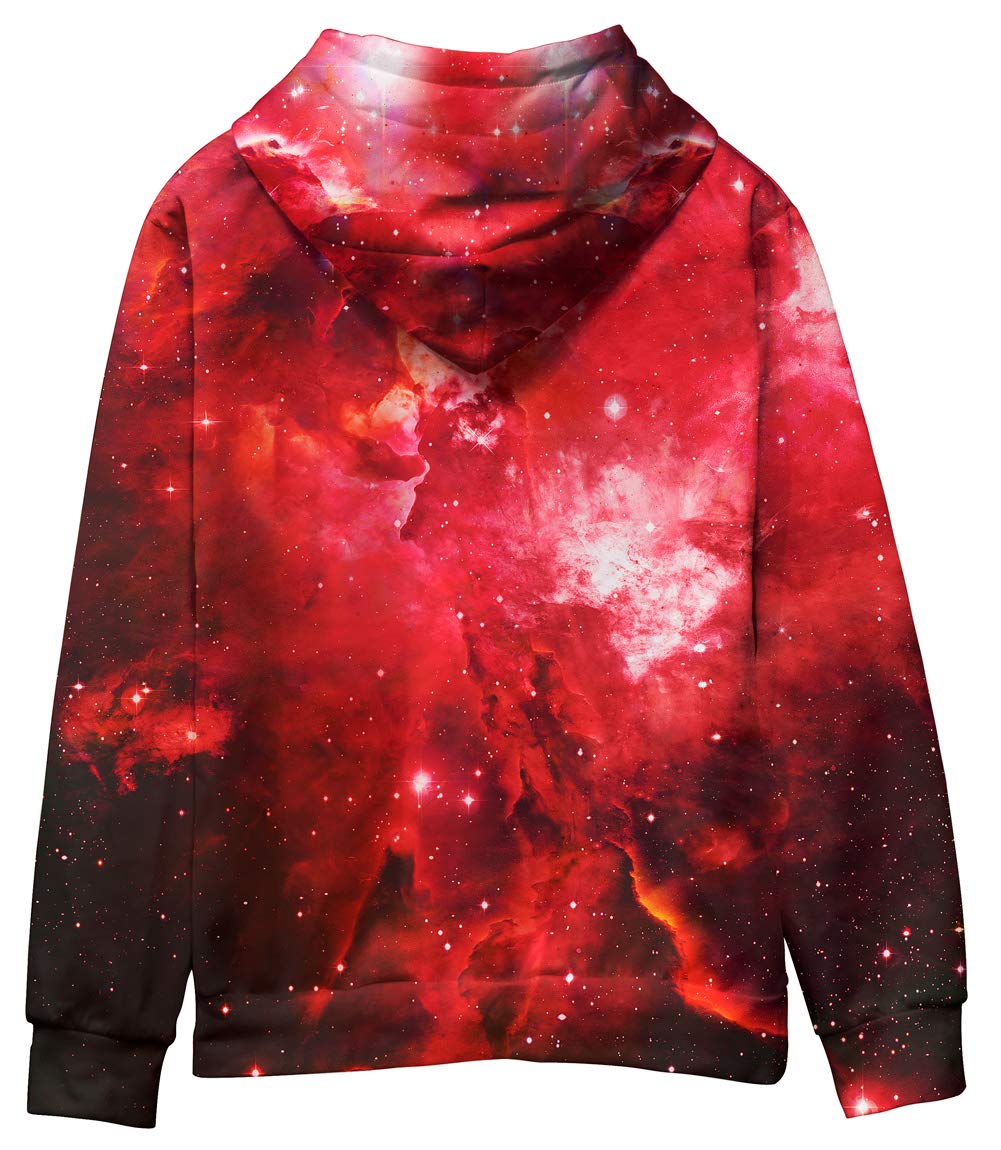 Asylvain Unisex bluzy z kapturem z grafiką 3D fajny design nadruk kolorowa bluza z kapturem dla mężczyzn i kobiet, Droga Mleczna - czerwona, L