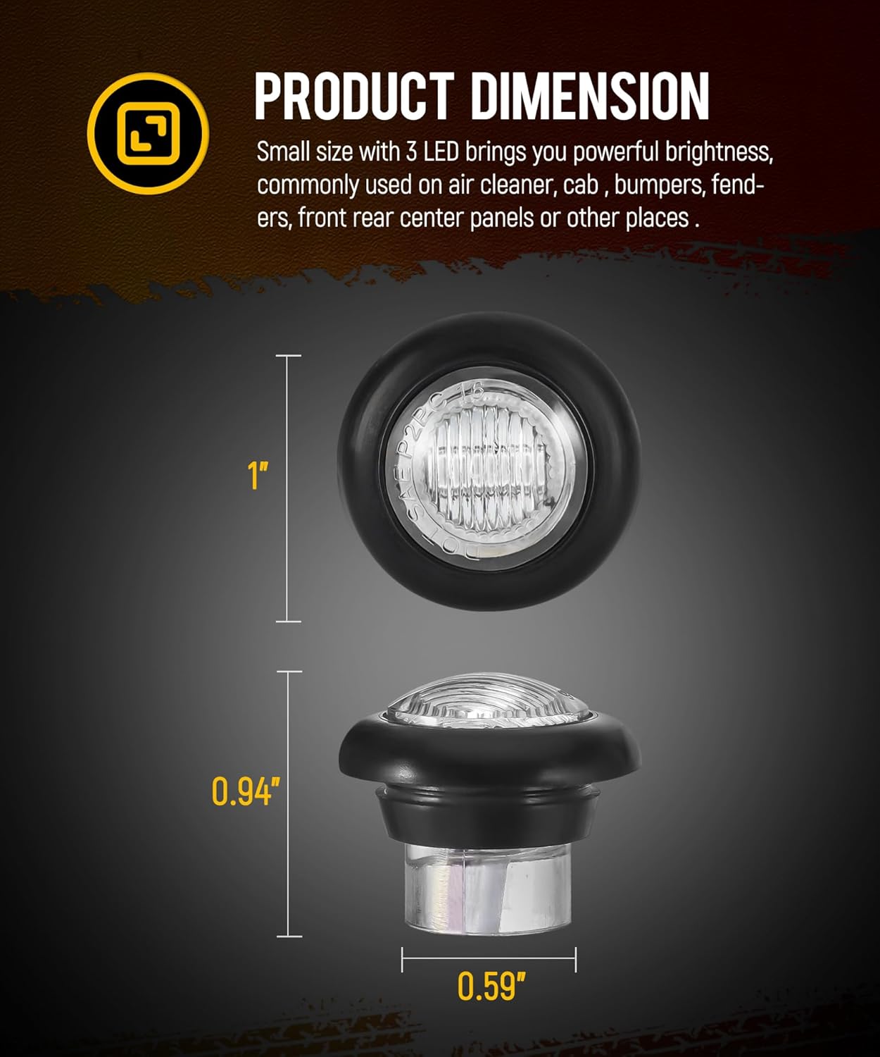 Partsam 10Pcs 3/4" Round LED Marker Light Dual Color Red to White Side Marker Clearance Light Indicators with Bullet Connector for Trailer Truck Pickup Camper RV