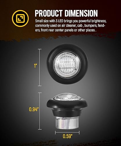 Miniatura 6 de Partsam 20 unidades de luz LED redonda de doble color de 34 pulgadas, ámbarrojo a azul, luz auxiliar de luz lateral, indicadores de señal de giro