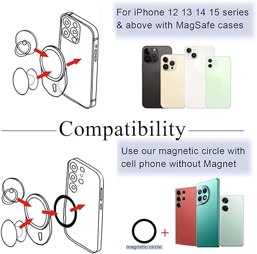 Miniatura 4 de Base magnética compatible con PopSocket Soporte de agarre de teléfono para iPhone MagSafe, placa base, base de agarre para Pop Socket, fácil de