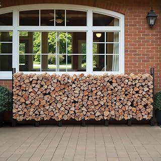 BENASS 8FT Outdoor Firewood Rack with Waterproof Cover - Heavy Duty 1000lbs Log Stacker for Patio Fireplace Storage