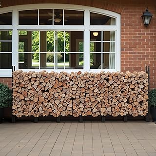 Outdoor Firewood Rack with Cover 8FT,Heavy Duty Fire Log Stacker Stand for Wood Storage with 600D Oxford Waterproof Cover,Indoor/Outdoor Firewood Holder for Fireplace, Patio,Black