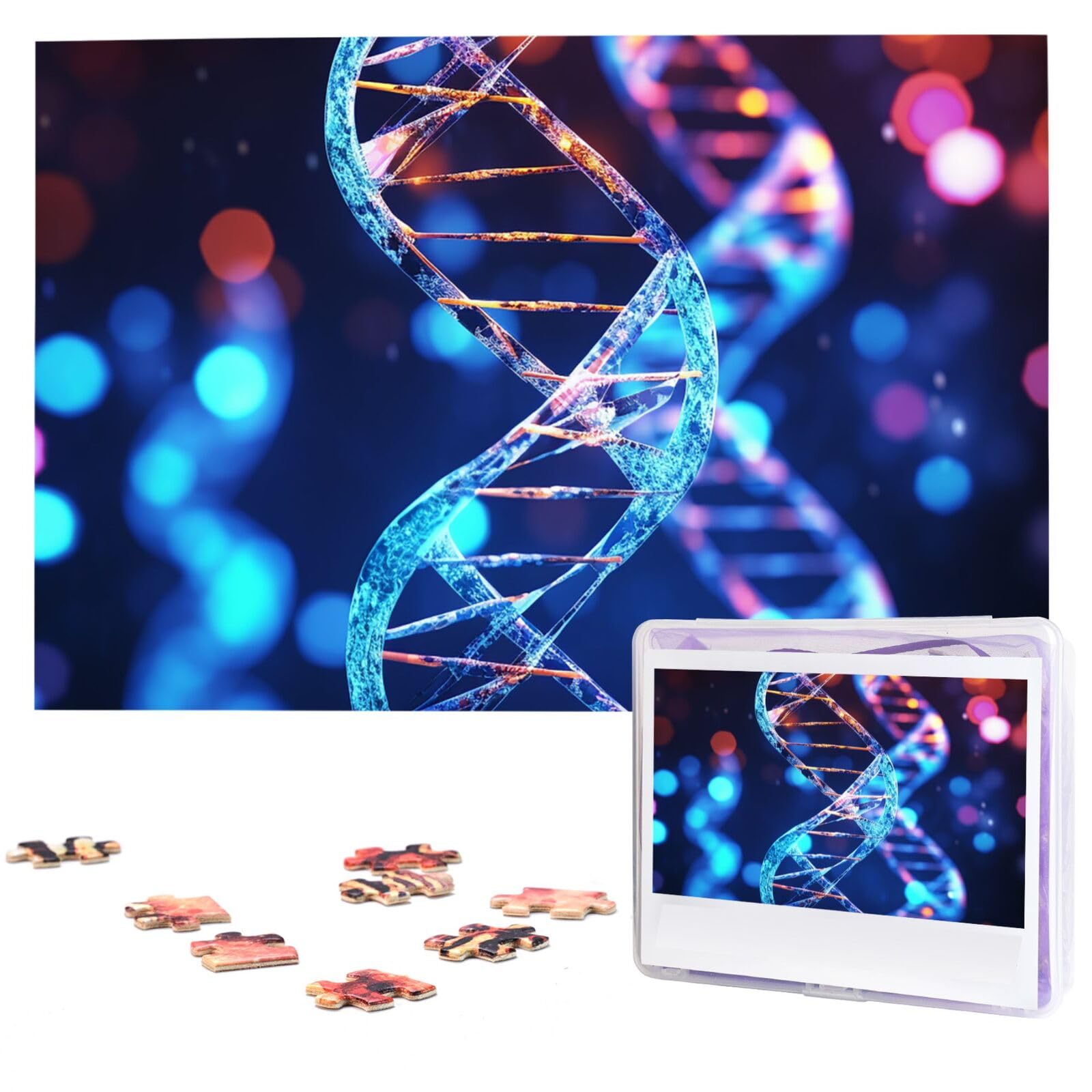 1000 Piece Puzzle - DNA Genetic Helix Puzzles for Adults Challenging Jigsaw Puzzle Personalized Picture Puzzle Wooden Jigsaw Puzzles 29.5" x 19.7"