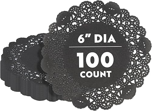 Restaurantware Pastry Tek Blondas de Encaje de 6 x 6 Pulgadas 100 Vajilla Decorativa Manteles Individuales - Blondas de Mesa Desechables Redondas de