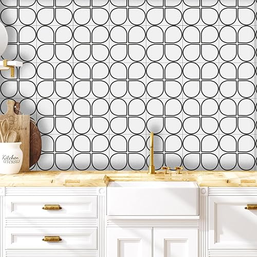 Miniatura 2 de Alwayspon 12 calcomanías mate para azulejos de pared, autoadhesivas, para cocina, baño, 6 x 6 pulgadas, trébol negro de cuatro hojas, 002