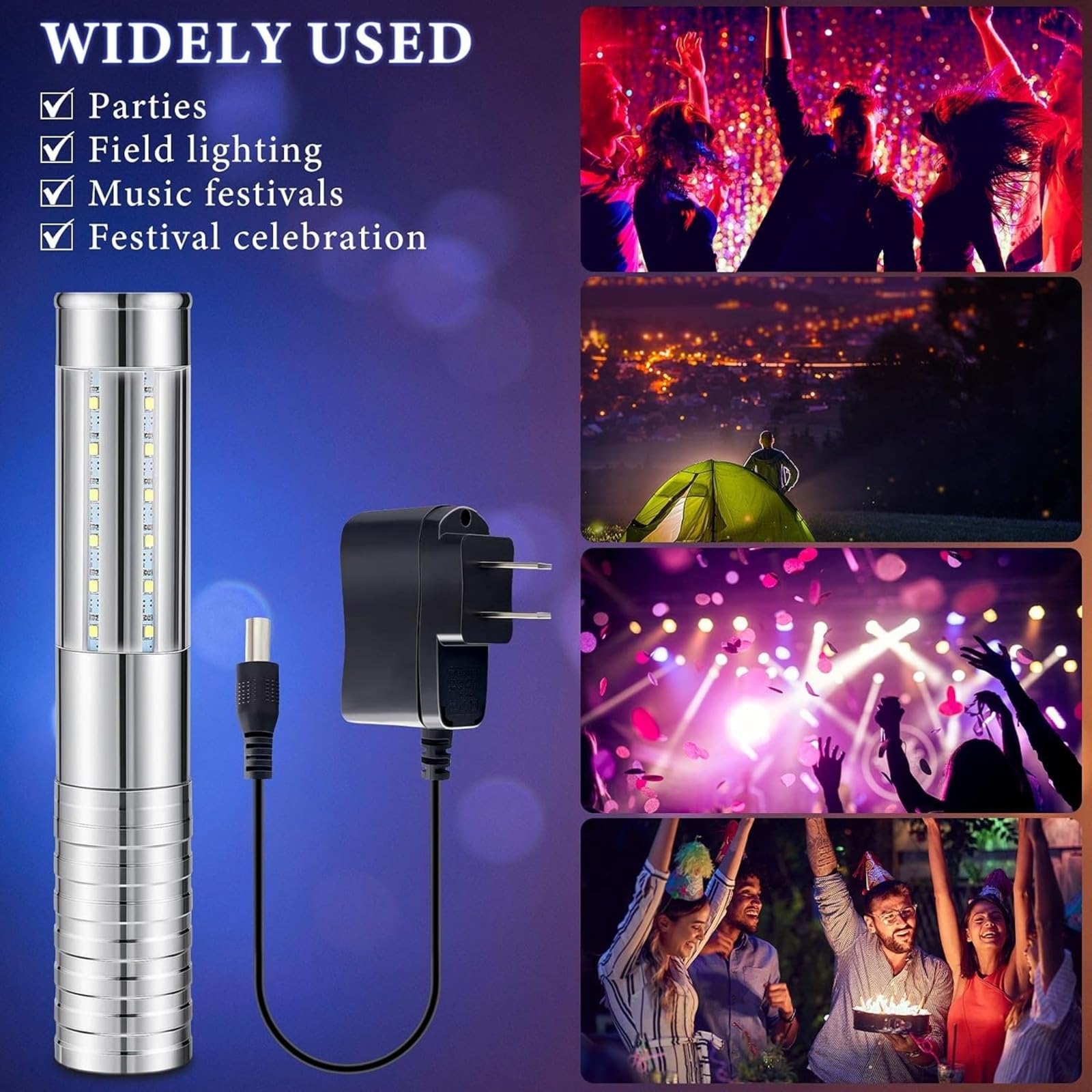 Générique 2 Stück LED Flaschenlicht - Stroboskoplicht und Leuchtstick Wiederaufladbar für Champagnerflaschen, Bar, Club, Party, Geburtstag, Hochzeit, Events (Silber)