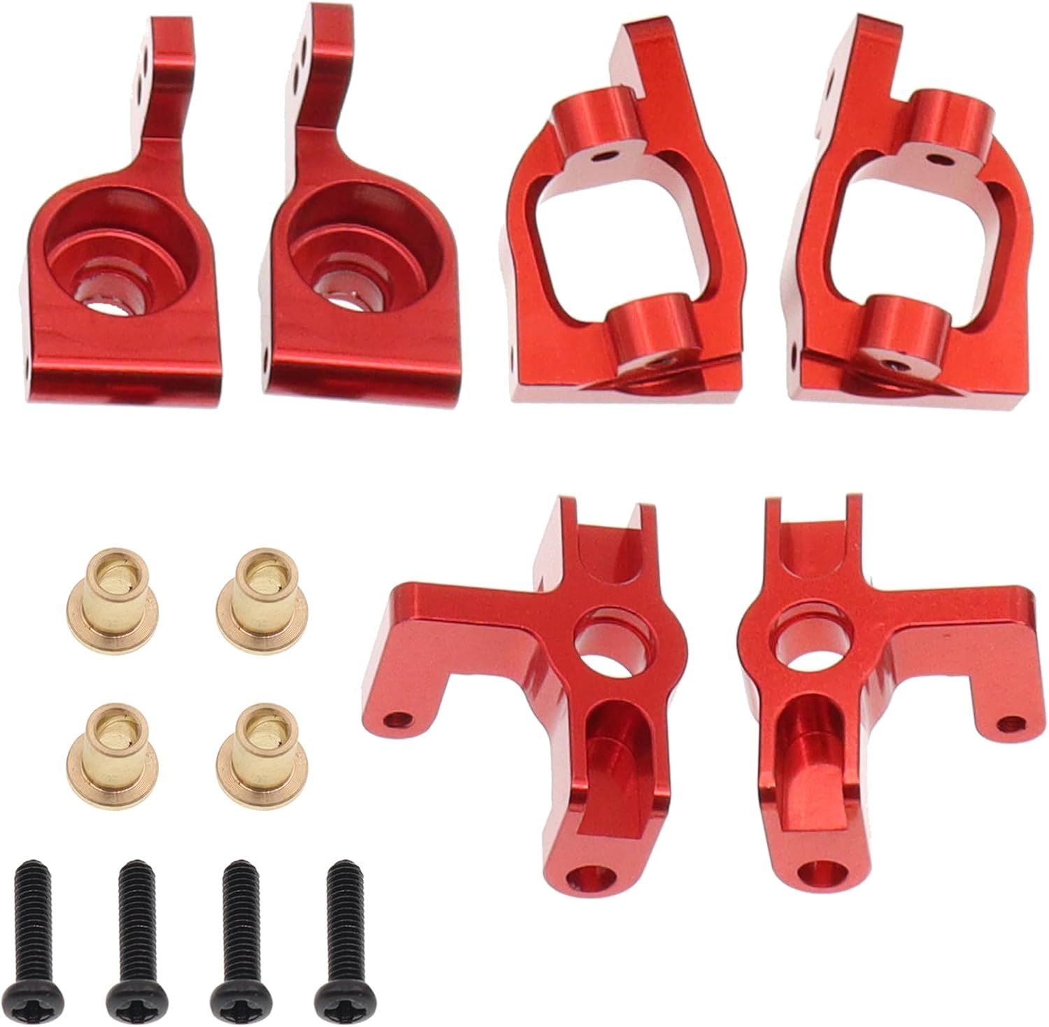 6PCS Metal Front Steering Cup&C seat&Rear Wheel hub Compatible with WLtoys Compatible with WLtoys 1/14 144010 144001 144002 1/12 124016 124017 124018 124019 RC Car Upgrade Parts (Red)