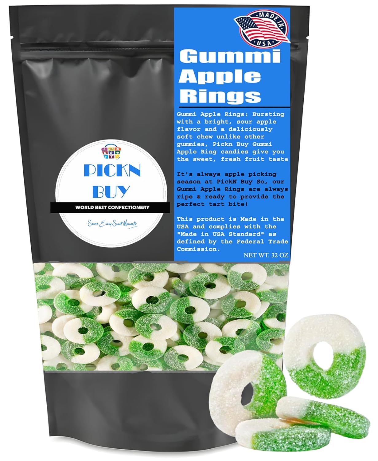 Bubble Gumball Candy 32 oz - Candy Gumball 2 Pound Resealable Bag - Assorted Fruit Flavored Candy - 1-inch Hard but chewy Candy - Made in USA