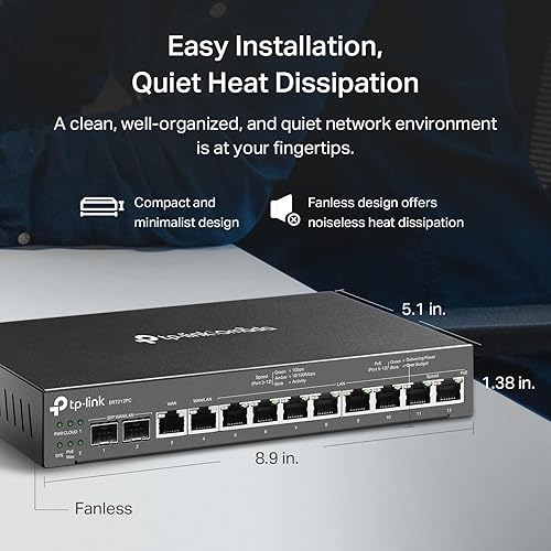 Miniatura 3 de TP-Link ER7212PC | Enrutador Omada, interruptor PoE y controlador 3 en 1 Gigabit VPN router | Hasta 4 WAN | 8 puertos LAN PoE+ @ 110W | Sin
