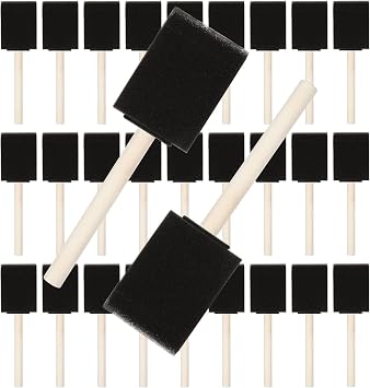 100 Pack 2 inch Foam Brush Sponge Wood Handle Paint Brush Foam Sponge Brush for Acrylics, Stains, Varnishes, Crafts