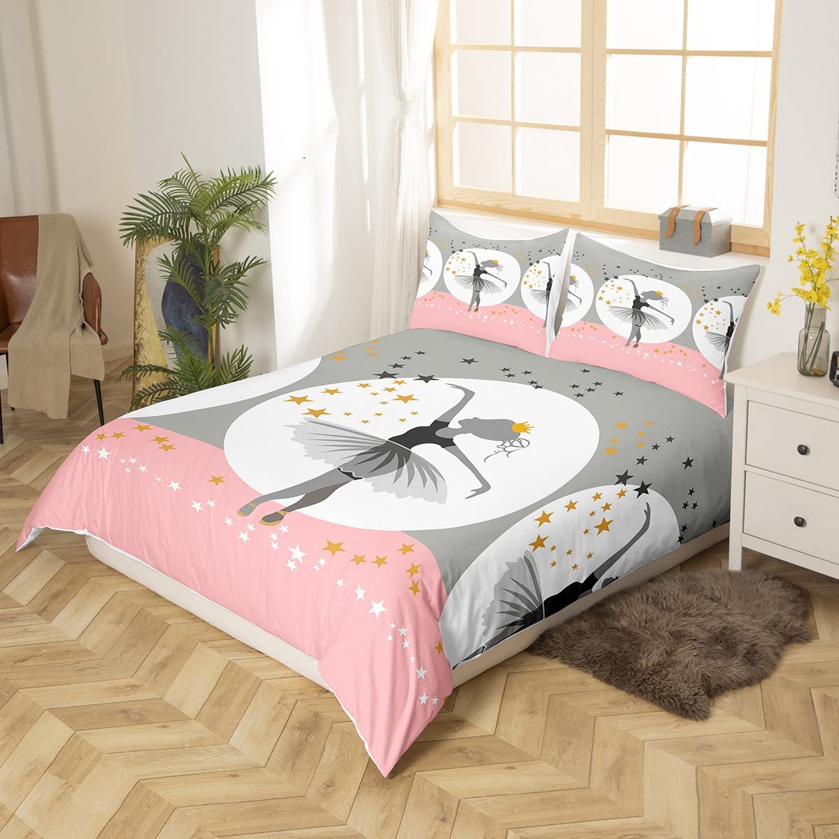 Homemissing Ballet Bedding Set Girls Star Ballet Duvet Cover for Kids Boys Girls Sports Theme Comforter Cover Soft Microfiber Bedspread Cover 1 Duvet Cover with 1 Pillowcase Single Size - Image 2
