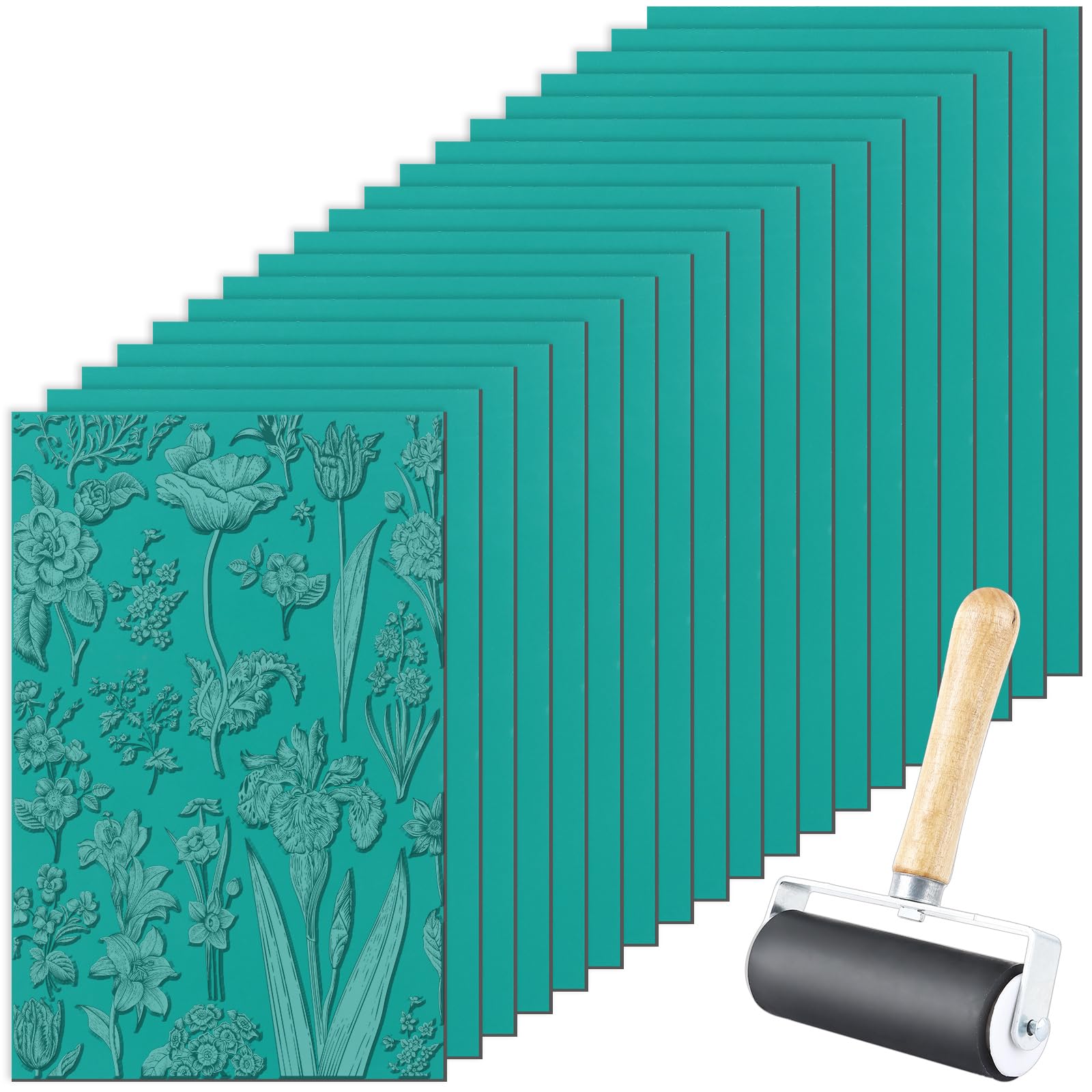 Gravure lino facile kit impression lino A6 anti-dérapage avec support bois 10 cm