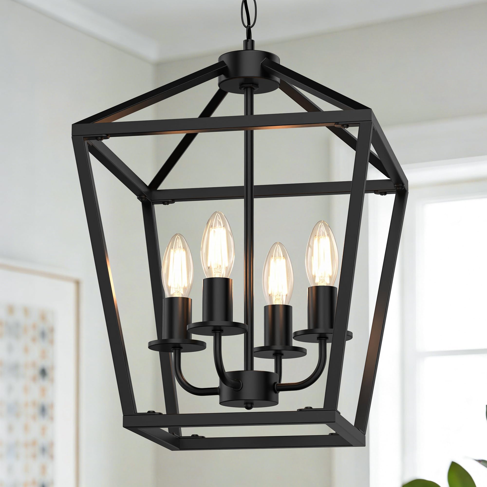 Photo 1 of Phaosio 4-Light Black Farmhouse Chandelier