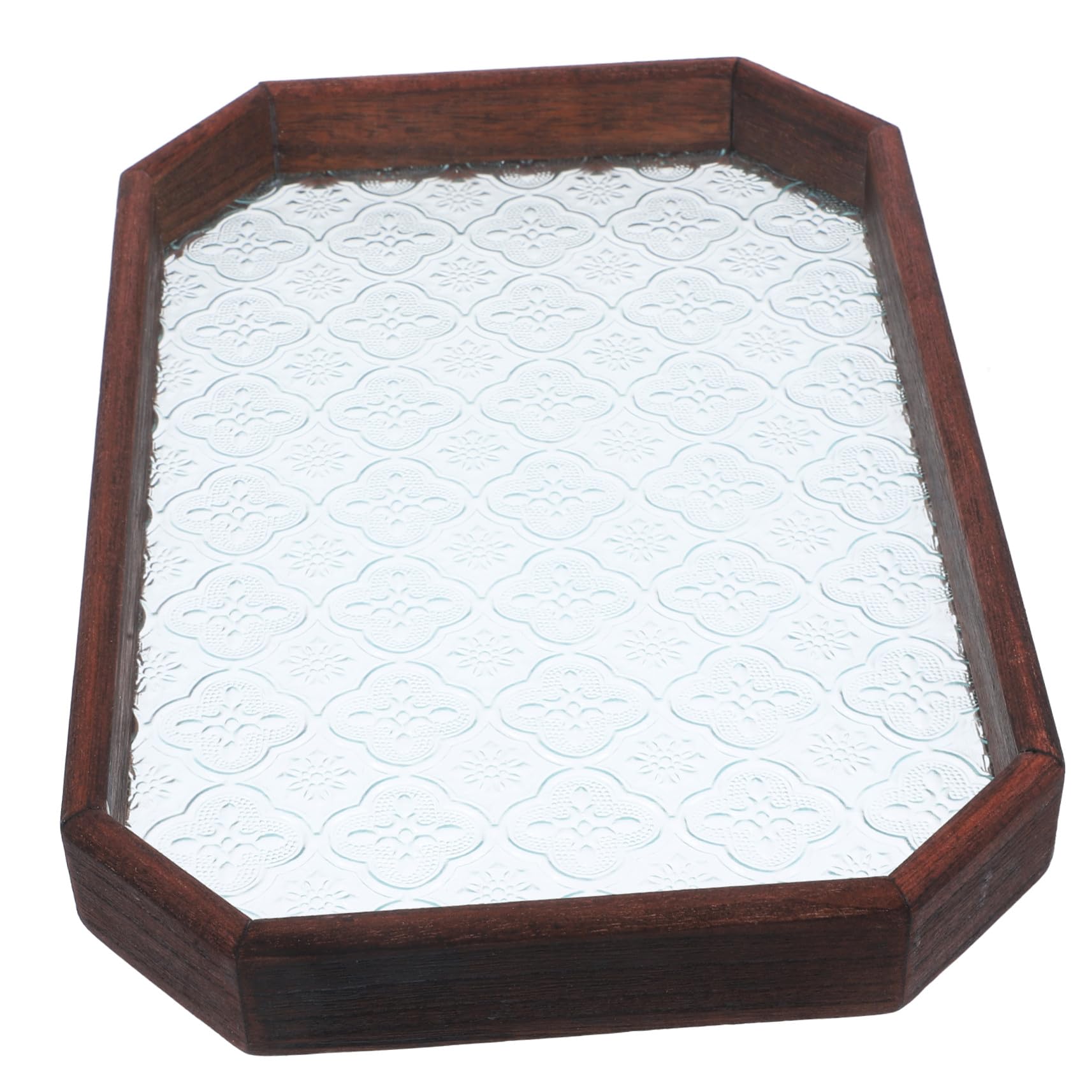 Bandeja Vintage para Servir Snacks y Dulces de Madera y Vidrio Resistente a Roturas, Adecuada para Uso con Invitados en Fiestas