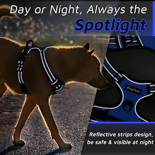 Miniatura 397 de Eagloo Arnés para perro de tamaño mediano, chaleco de servicio sin tirones con tiras reflectantes y asa de control, ajustable y cómodo para caminar
