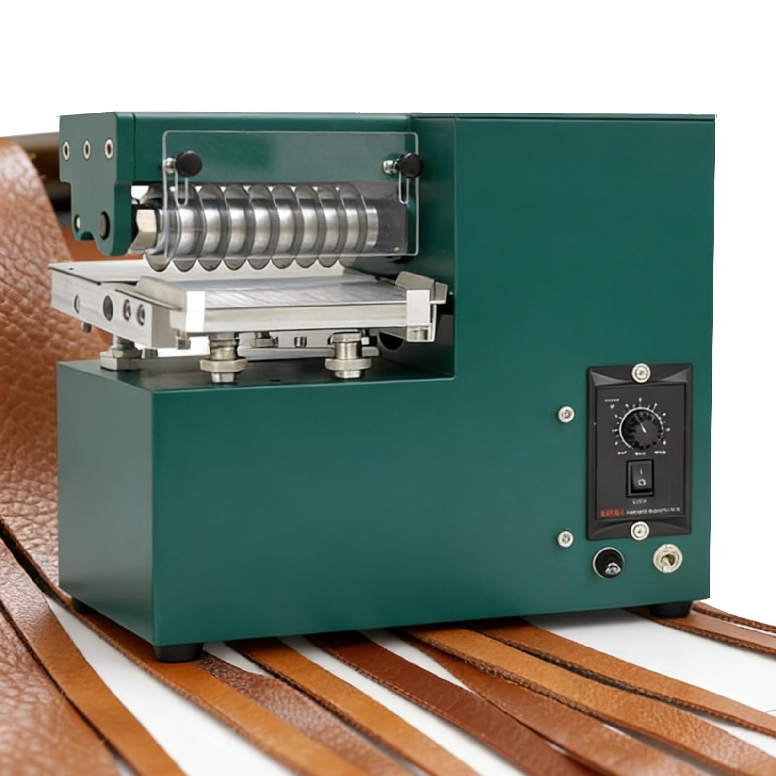 TozMvi Professional Electric Leather Cutter, 90W 1600 RPM Leather Slitting Skiving Machine,20 cm Cutting Width Automatic Leather Strip Strap Cutter for Industrial Use