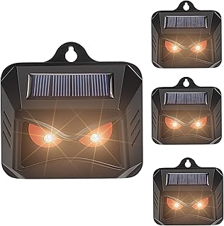 THANOS Solar Powered Nocturnal Animals Repeller with Red LED Lights Predator Deterrent Light Skunk Deer Raccoon Coyote Repellent for Yard Chicken Coop Farm Waterproof 4 Pack