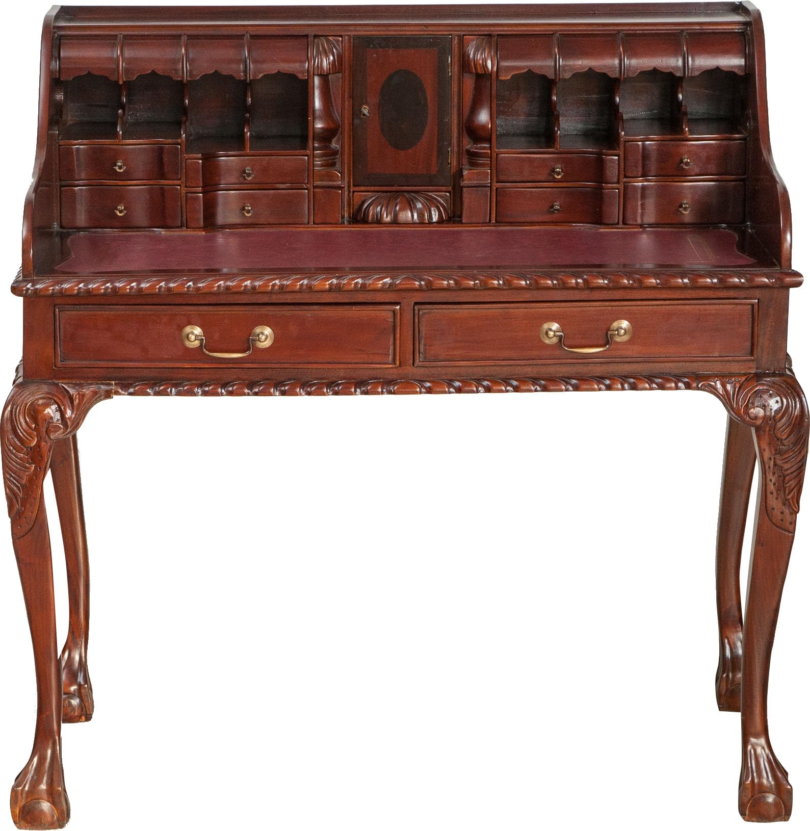 Biscottini Scrittoio in legno e pelle vintage 103x64x105 cm - Scrivania con cassetti - Scrittoio antico in legno - Scrivanie classiche per studio e camera da letto - Tavolo da lavoro per Computer