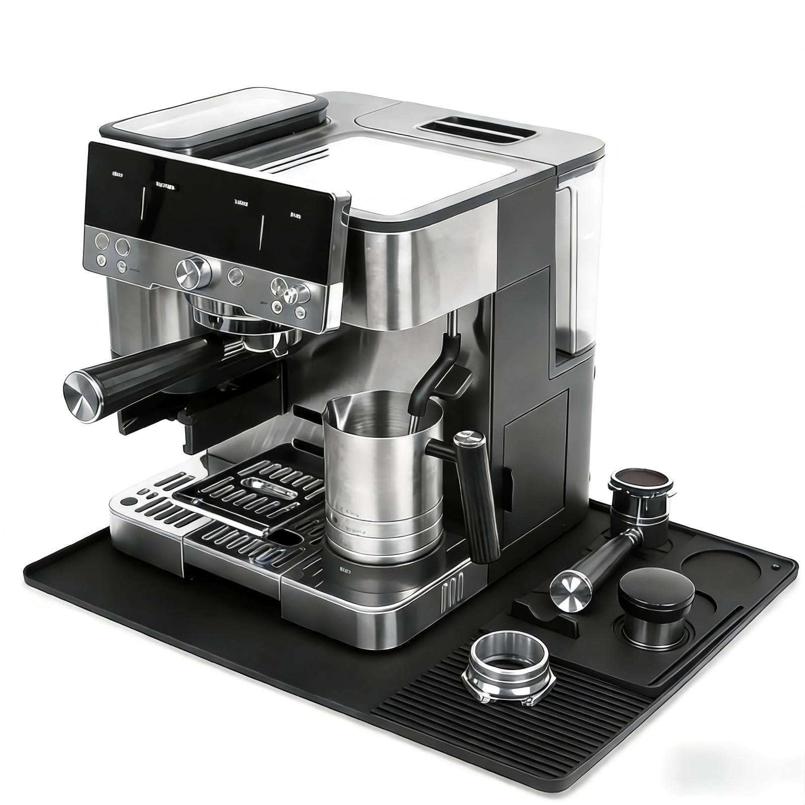 NINEDAN Silicone Coffee Machine Mat with Raised Edge - 24"x16" Heat-Resistant Counter Protector - Coffee Espresso Accessories Ninja Luxe Cafe Accessories