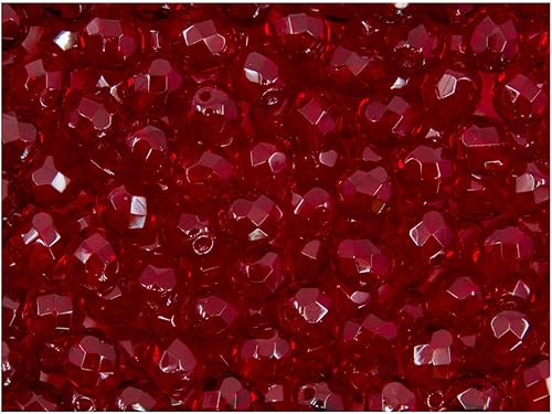 Miniatura 8 de 100 cuentas pulidas al fuego de 0.315 in, cristal checo, rubí