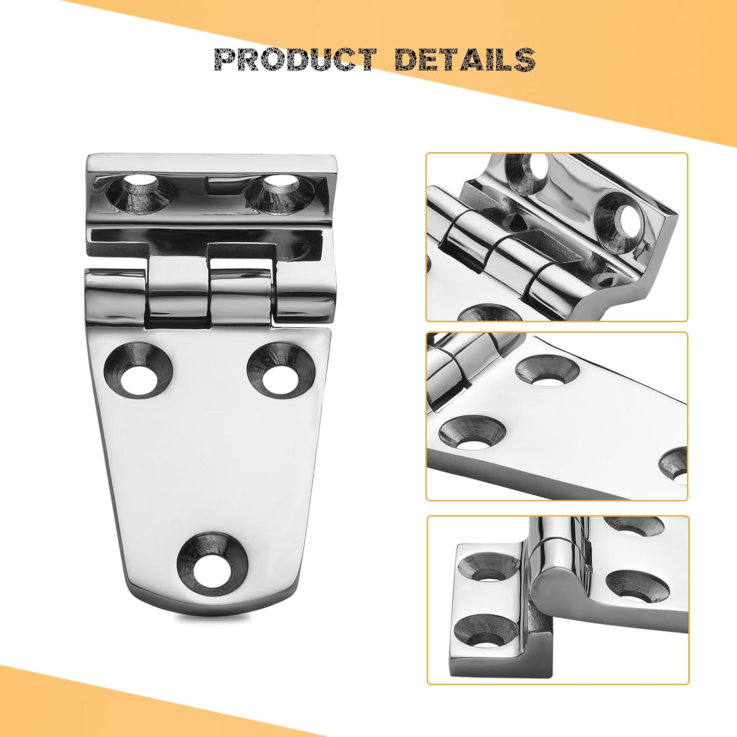 Heavy Duty Marine Boat Hatch Hinges 316 Stainless Steel, Offset Short Side Hinges, Sturdy Deck Cabinet Door Hinges with Screws (2-Pack)